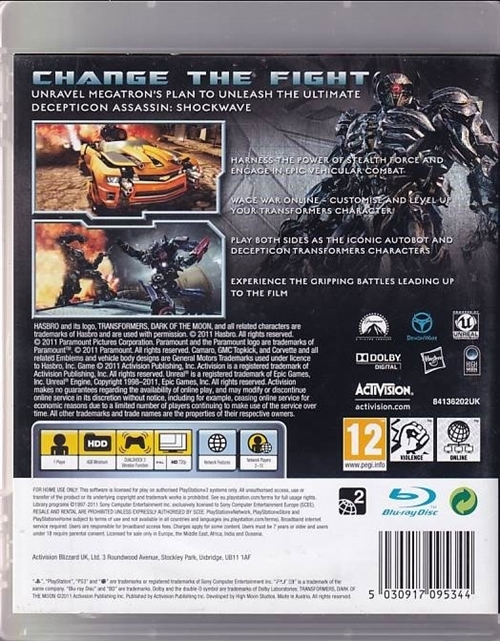 Transformers - Dark of the Moon - PS3 (B Grade) (Genbrug)